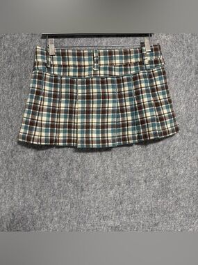 Hollister Y2K Wool bland  Pleated Micro Mini Skirt Grunge Preppy Tweed  sz 5